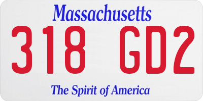 MA license plate 318GD2