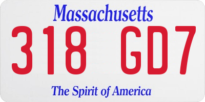MA license plate 318GD7