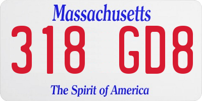MA license plate 318GD8