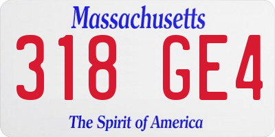 MA license plate 318GE4