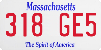 MA license plate 318GE5