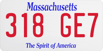 MA license plate 318GE7