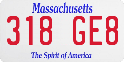 MA license plate 318GE8