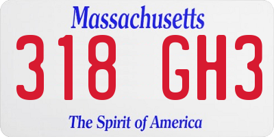 MA license plate 318GH3