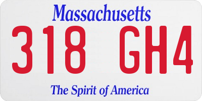 MA license plate 318GH4
