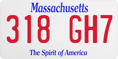 MA license plate 318GH7