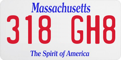 MA license plate 318GH8