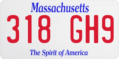 MA license plate 318GH9