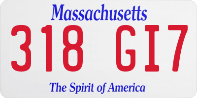 MA license plate 318GI7