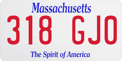 MA license plate 318GJ0