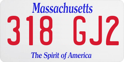 MA license plate 318GJ2