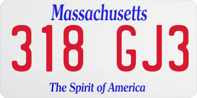MA license plate 318GJ3