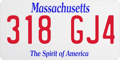 MA license plate 318GJ4