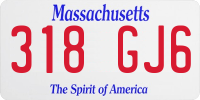 MA license plate 318GJ6