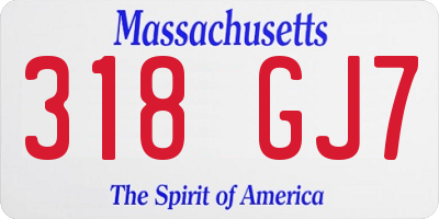 MA license plate 318GJ7