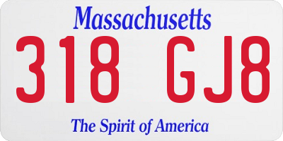MA license plate 318GJ8