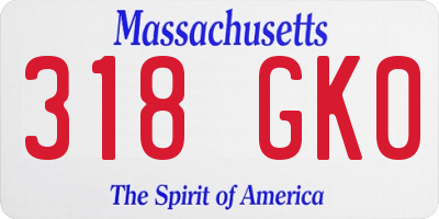 MA license plate 318GK0