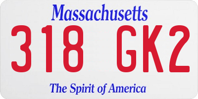 MA license plate 318GK2