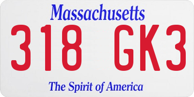 MA license plate 318GK3