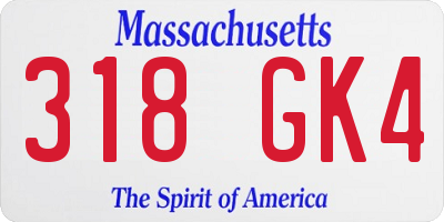 MA license plate 318GK4
