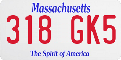 MA license plate 318GK5