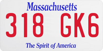 MA license plate 318GK6