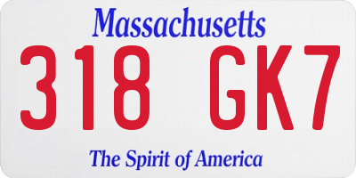 MA license plate 318GK7