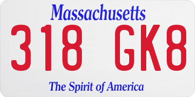 MA license plate 318GK8