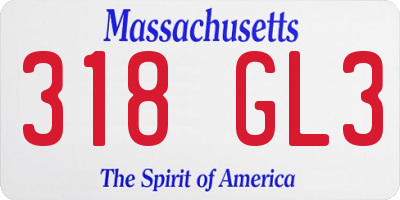 MA license plate 318GL3