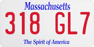 MA license plate 318GL7