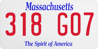 MA license plate 318GO7