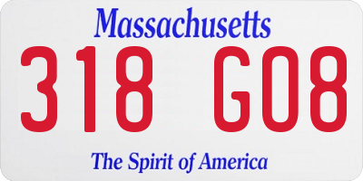 MA license plate 318GO8