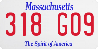 MA license plate 318GO9