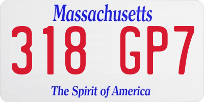 MA license plate 318GP7