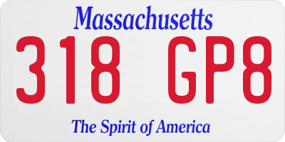 MA license plate 318GP8