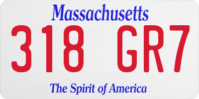 MA license plate 318GR7