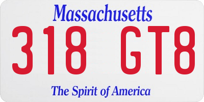 MA license plate 318GT8