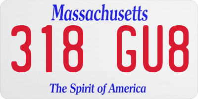MA license plate 318GU8