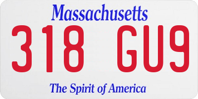 MA license plate 318GU9