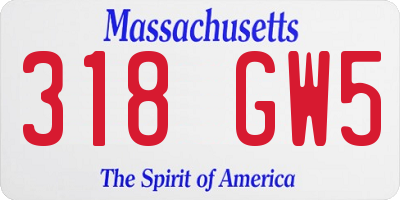 MA license plate 318GW5