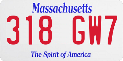 MA license plate 318GW7