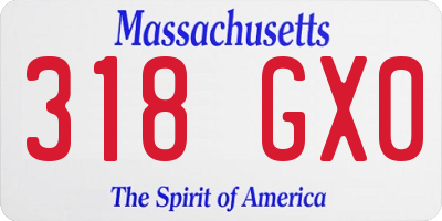 MA license plate 318GX0