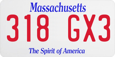 MA license plate 318GX3