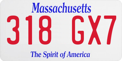 MA license plate 318GX7