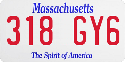 MA license plate 318GY6