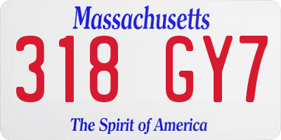 MA license plate 318GY7