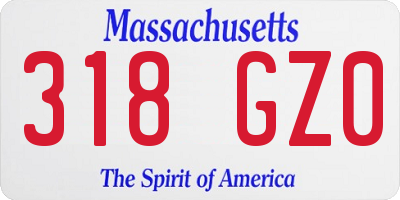 MA license plate 318GZ0
