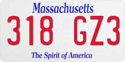 MA license plate 318GZ3
