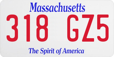 MA license plate 318GZ5