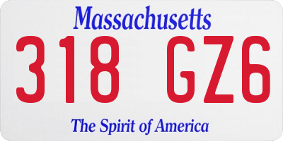 MA license plate 318GZ6